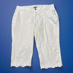 Catherines Womens Size 22WP Stretch Jeans White Capri High Rise 39x17.5
